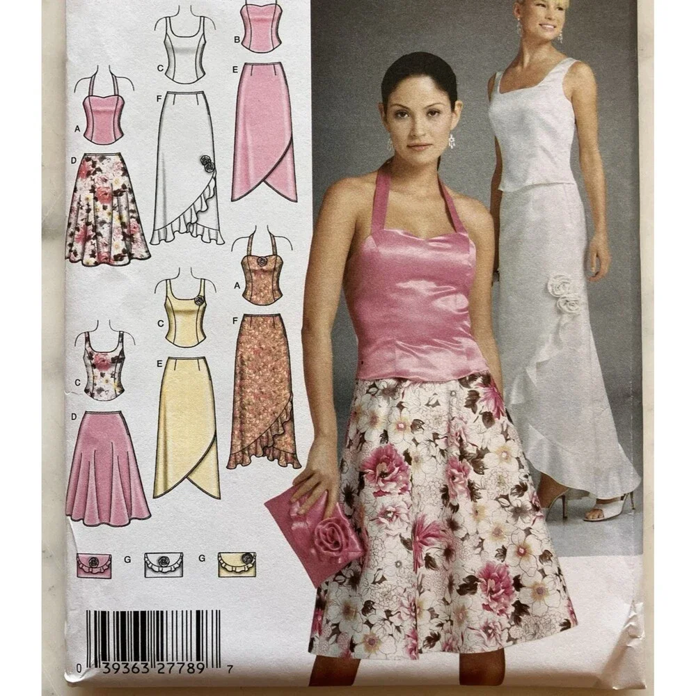 VTG Simplicity 4990 Womens Petite Evening Tops Skirt & Purse Size 14-16-18-20-24